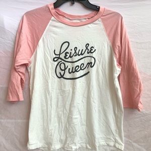 Bando Raglan pink and cream. Leisure Queen. Medium. Baseball tee.